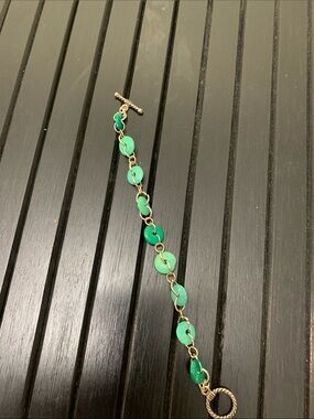 Green Turquoise unique elegant Disc Link Bracelet -NWOT